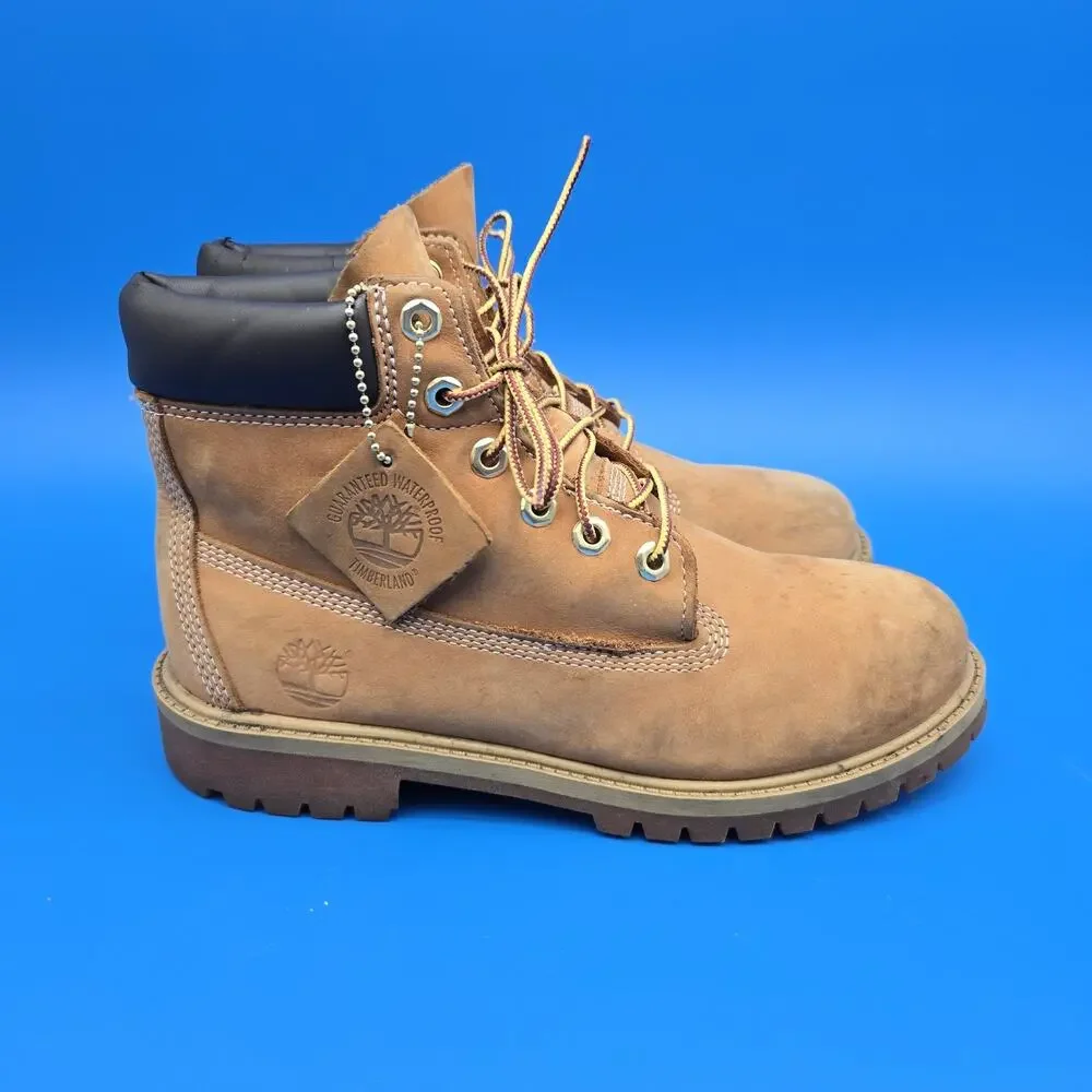 Timberland 6 Inch Premium Waterproof Boots Junior 7 Wheat Nubuck 12909